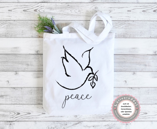 Tasche Beutel Einkaufstasche Taube Peace Friede Geschenk Geburtstag von Lüttentüddel®